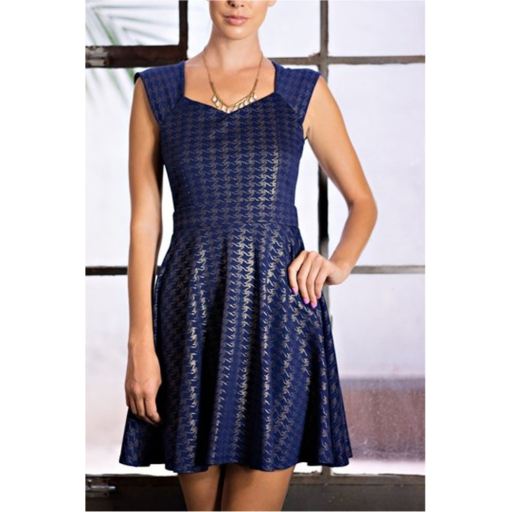 🆕 Navy Metallic cocktail Dress